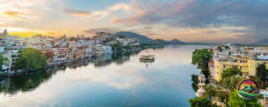 Udaipur city at lake Pichola in the morning,